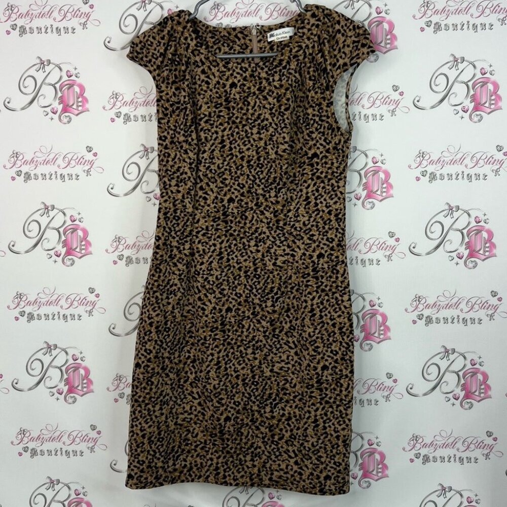 Calvin Klein dress animal print tshirt style Brown Leopard Mini Dress